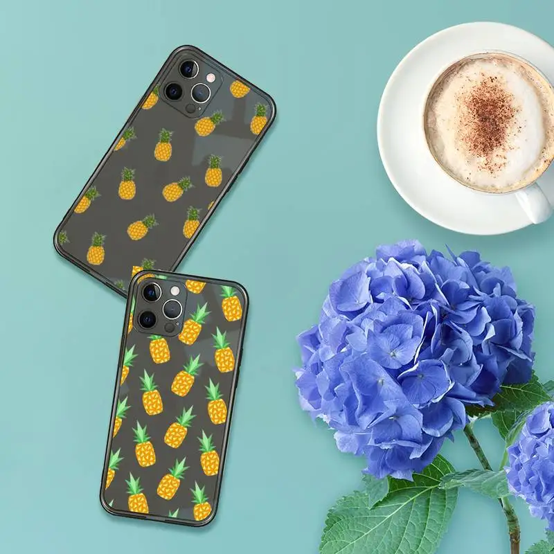

pineapple yellow fruit pattern Phone Case Transparent for iPhone 7 8 11 12 se 2020 mini pro X XS XR MAX Plus