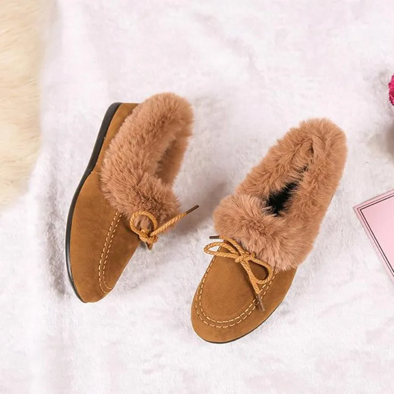 Новинка 2019 женские зимние модные мокасины COSMAGIC теплые мягкие лоферы с бантом и