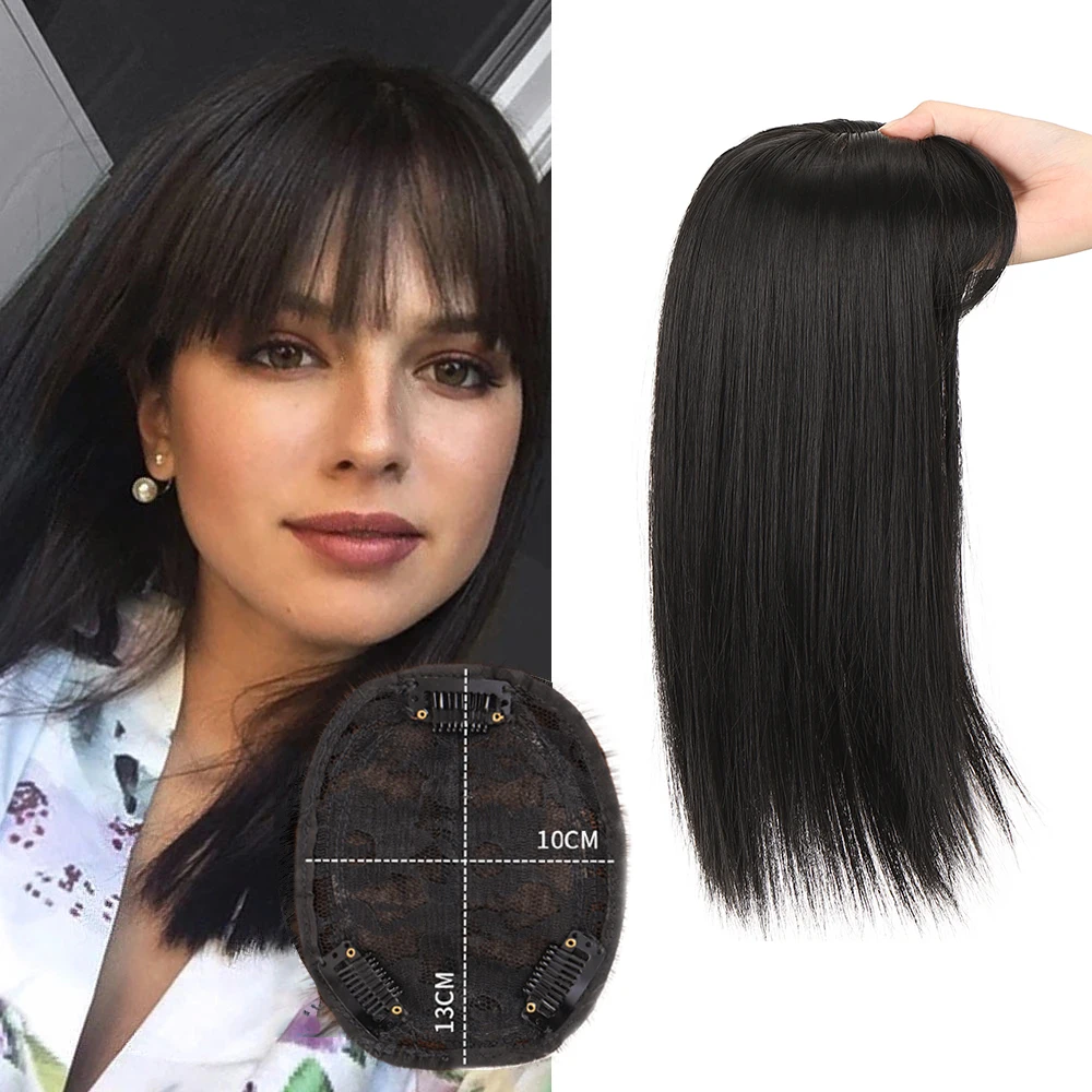 

10"14" Synthetic Hair Pieces Brown Topper Wig 13x10cm Women Clip In Hair Extensions Base With 3 Clip In Hair Toupee SHANGKE