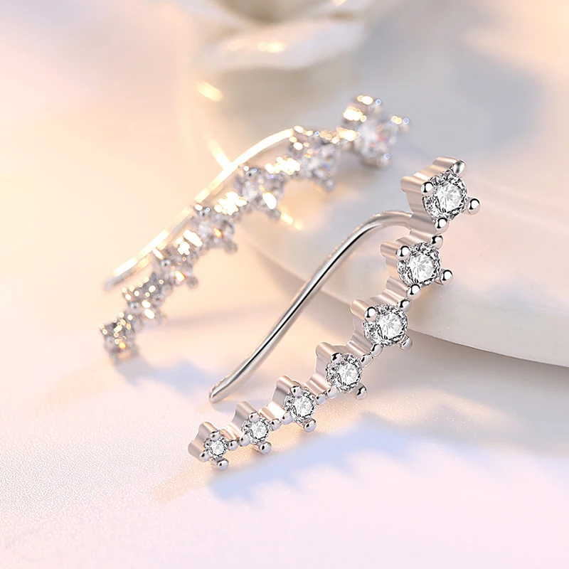 Серьги-клипсы женские из серебра 925 пробы с кристаллами | Украшения и аксессуары