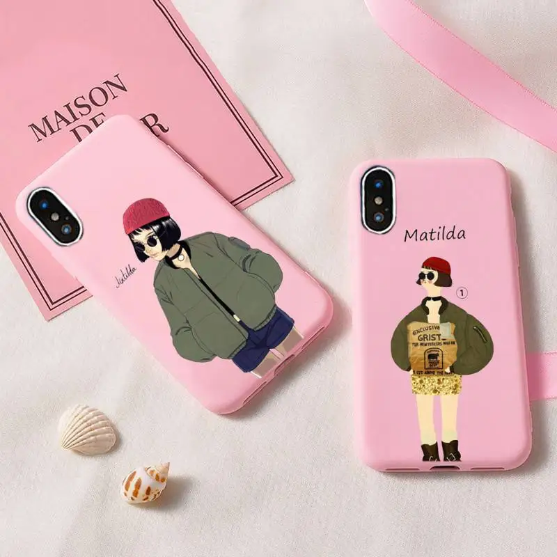 

Leon And Matilda Phone Case For IPhone 6 6s 7 8 Plus X Xs Xr Xsmax 11 12 Pro Promax 12mini Candy Pink Silicone Cover