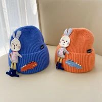 baby hat solid color boy girl cartoon rabbit autumn winter kids knitted hats children warm beanies child caps for babies1 4y