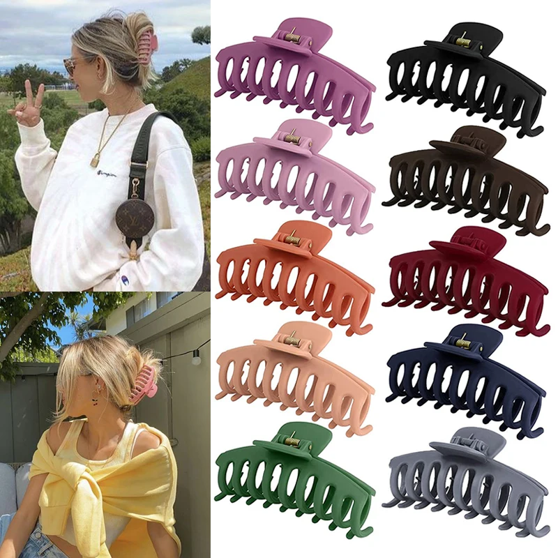 

Hot Sale Solid Color Claw Clip Large Barrette Crab Hair Claws Bath Clip Ponytail Clip For Women Girls Hair Accessories Gift