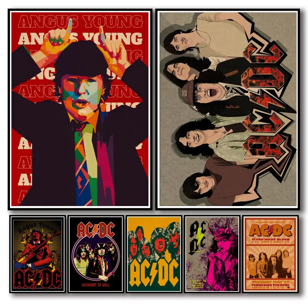 28 дизайнов AC∕DC Band плакат из крафт-бумаги Rock домашняя наклейка Настенная Наклейка
