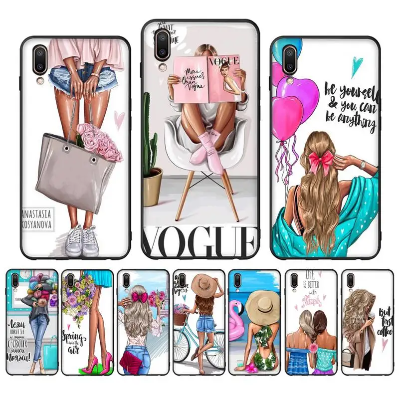 

VOGUE Princess Girl Phone Case Case For Oppo Reno Realme C3 6Pro Cover For vivo Y91C Y17 Y19 Funda Capa