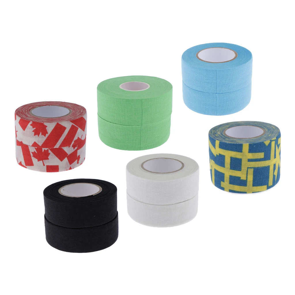

2 Rolls Solid Color Cotton Cloth Ice Hockey Tape - Water Resistant and Strong