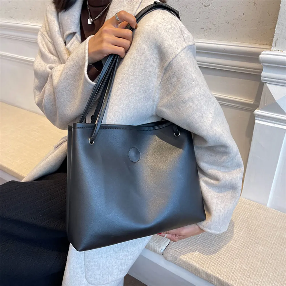 

YIXIAO New Trend Leather Shoulder Bags For Women Vintage Large Capacity Casual Ladies Travel Handbag Autumn Fashion Outdoor Tote