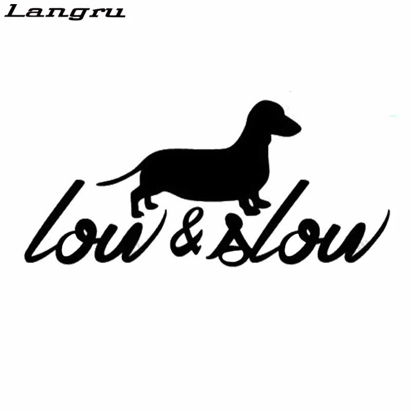 Langru 14.5cm*6.5cm Low &amp Slow Animal Personality Dachshund Vinyl Decals Sticker Car Accessories Jdm | Автомобили и мотоциклы