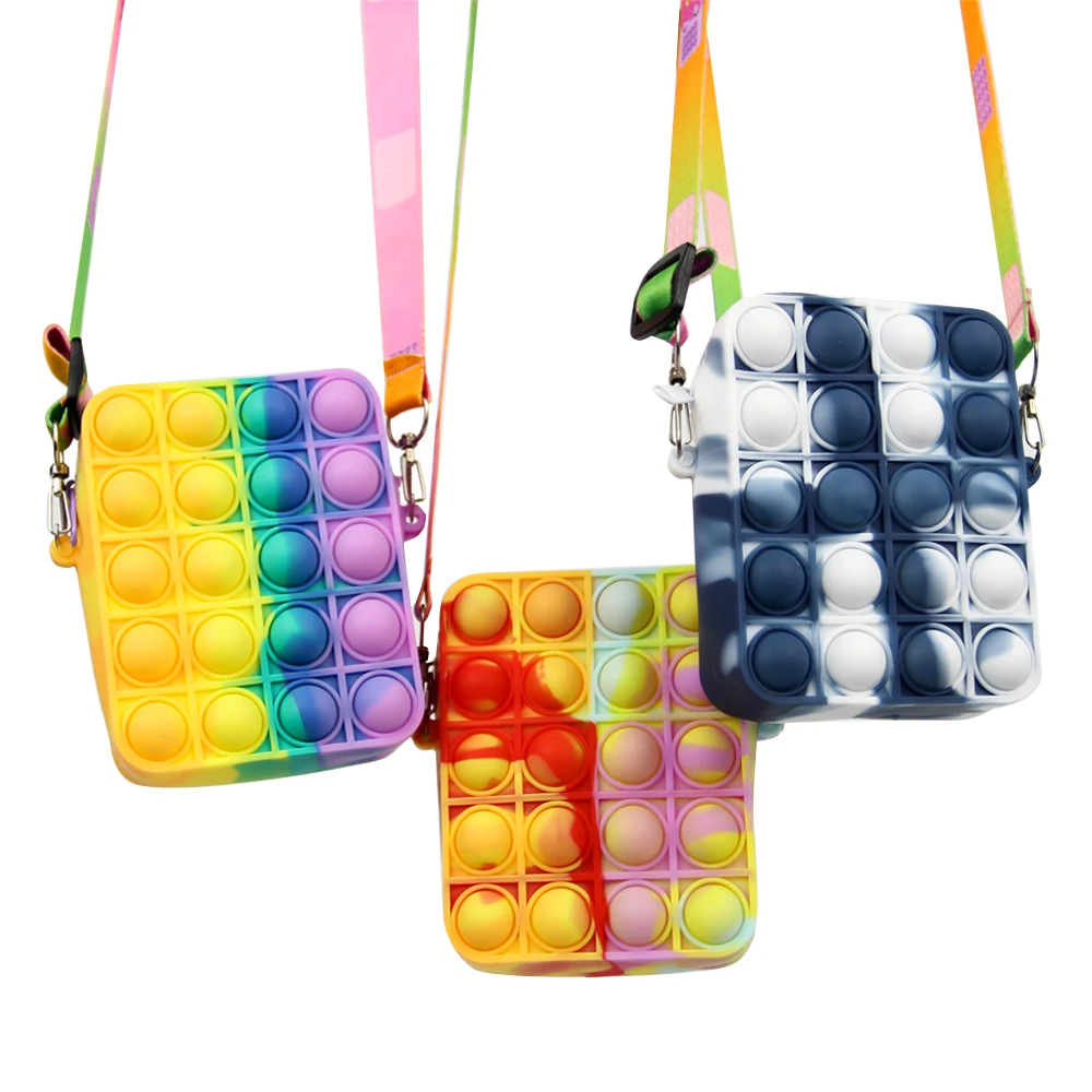 Милые силиконовые квадратные мешки для игрушек пузырьки простой кошелек детский