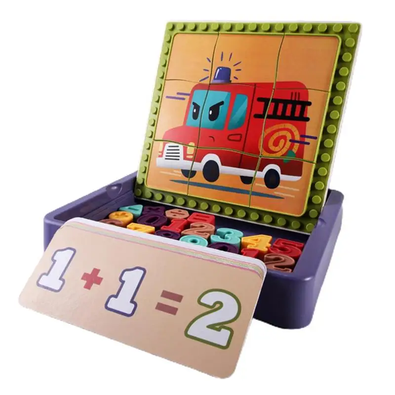 

3 in 1 Calculation Math Toy With Teaching Card Block Puzzle Number Puzzle Button Art Toys Early Educational Toy For Kids Gift