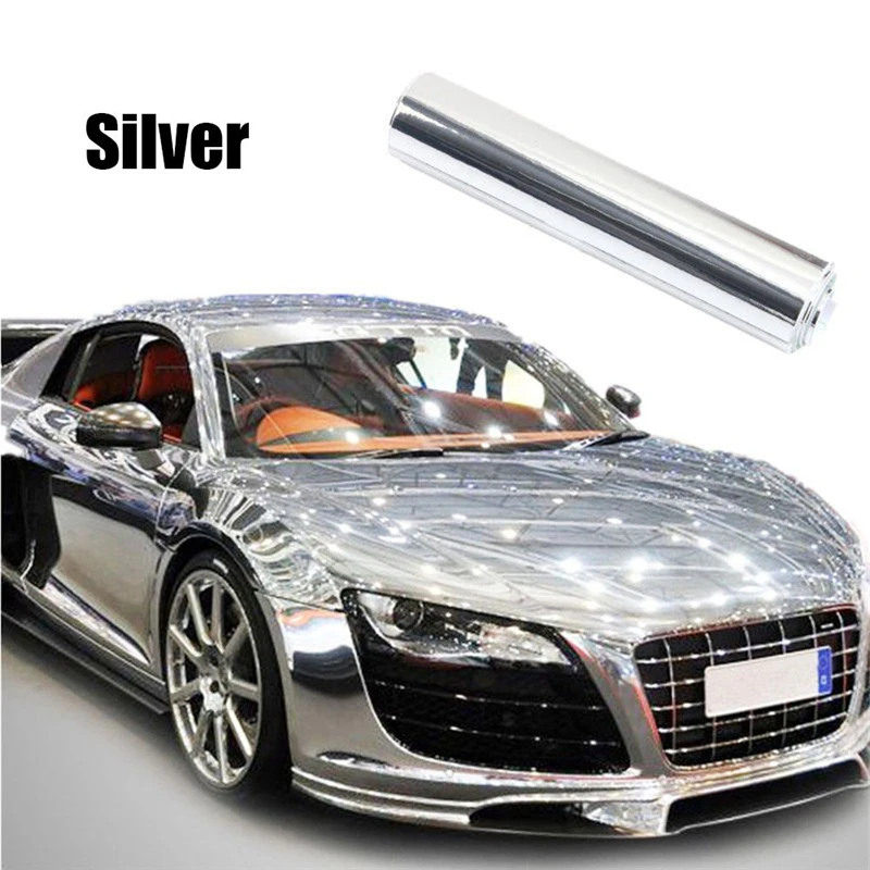 

Chrome Car Sticker Mirror Silver Wrap Decal Self adhesive Film Replacement