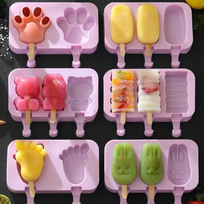 

Ice Cream Mold Kichen Accessories Ice Cubes Ice Form Ice Cube Maker Ice Stick Tray Candy Bar Cartoon silicone ice cream mold