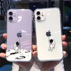Мягкий прозрачный чехол из ТПУ для iPhone 11, Противоударная задняя крышка с креативным астронавтом для iPhone 12 Pro Max 13 Pro Max XS Max XR X 7 8 Plus