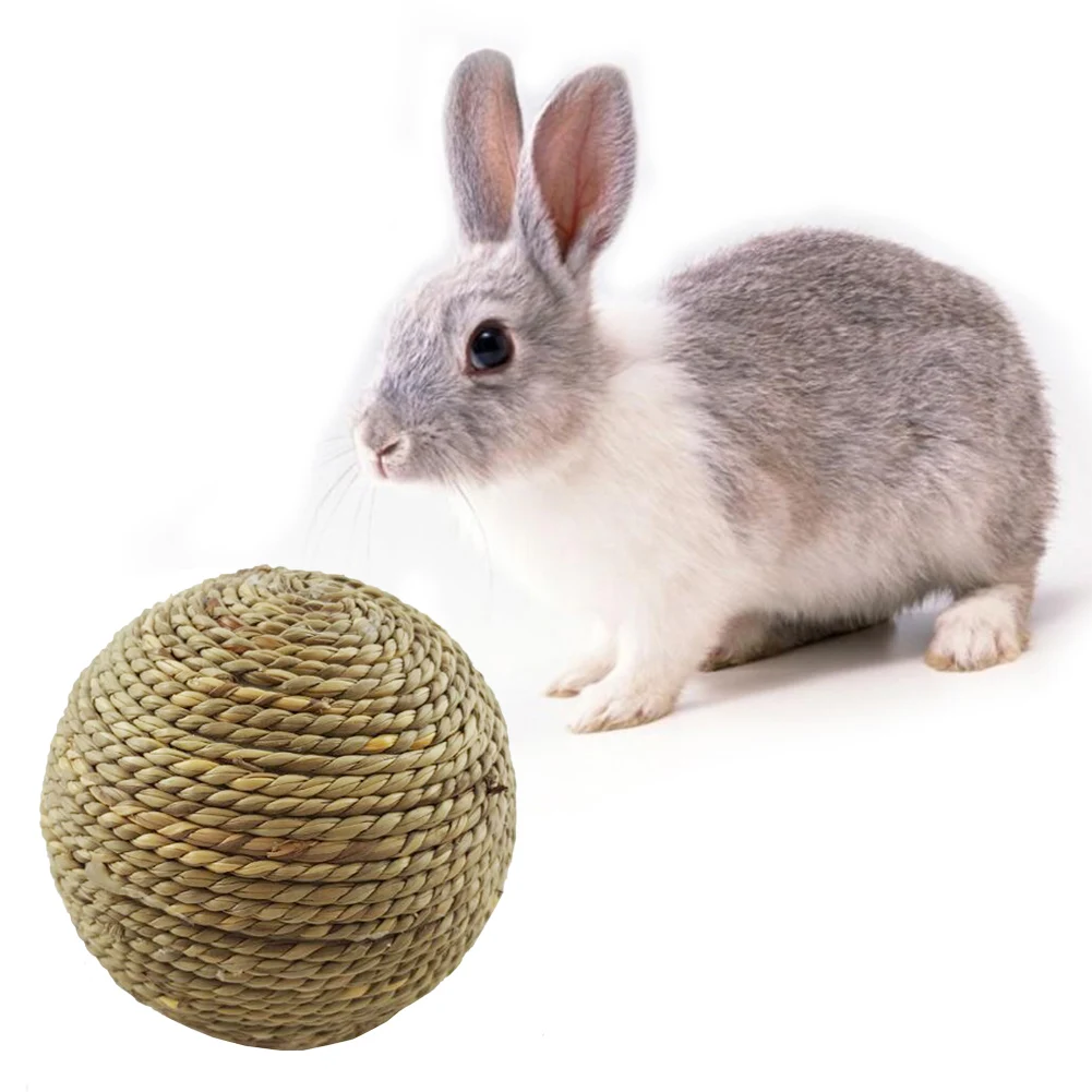 

Small Pet Chewing Toy Natural Grass Ball For Pets Teeth Cleaning And Training Chewing Toy Fit Cats, Rabbits And Small Rodents