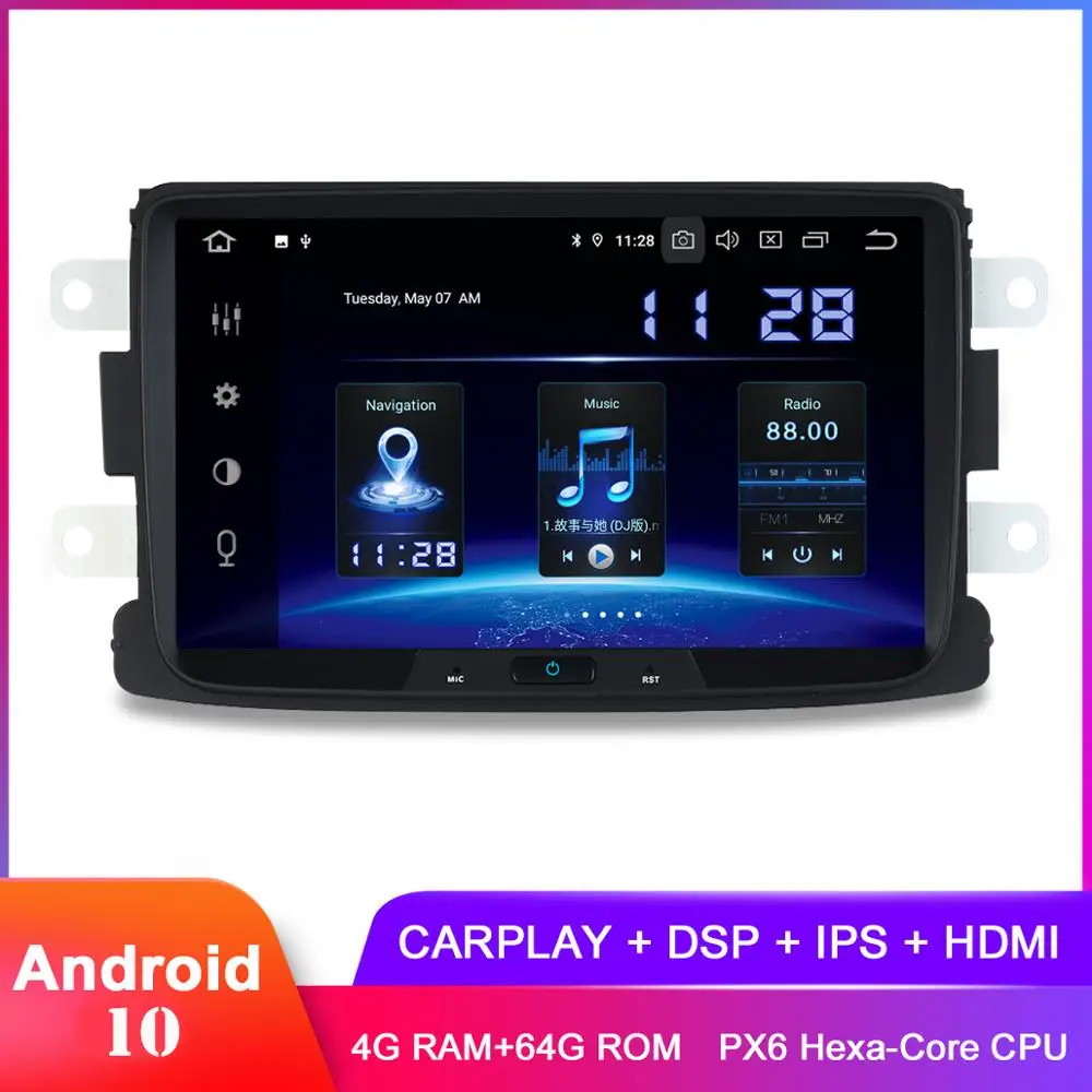 Dasaita 8 &quotIPS Android 10 автомобильный стерео GPS Carplay для Duster Sandero Logan Lodgy Captur In Dash 1 Din Авто