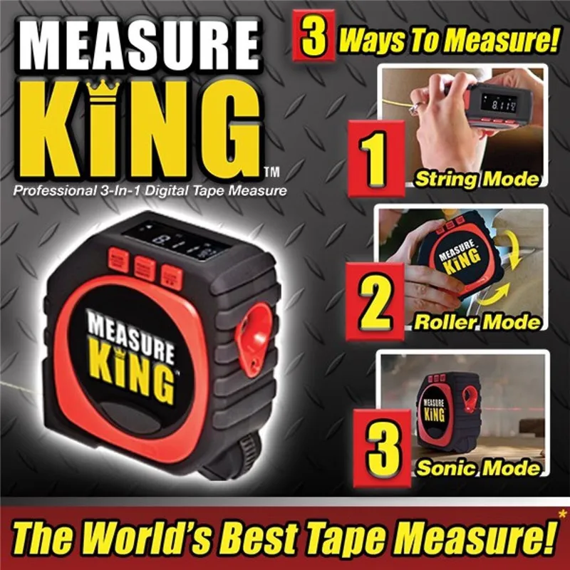 

3-in-1 Digital Tape Measure String Mode Sonic Mode Roller Mode Measuring Tools Measure King Woodworking Tool Sets