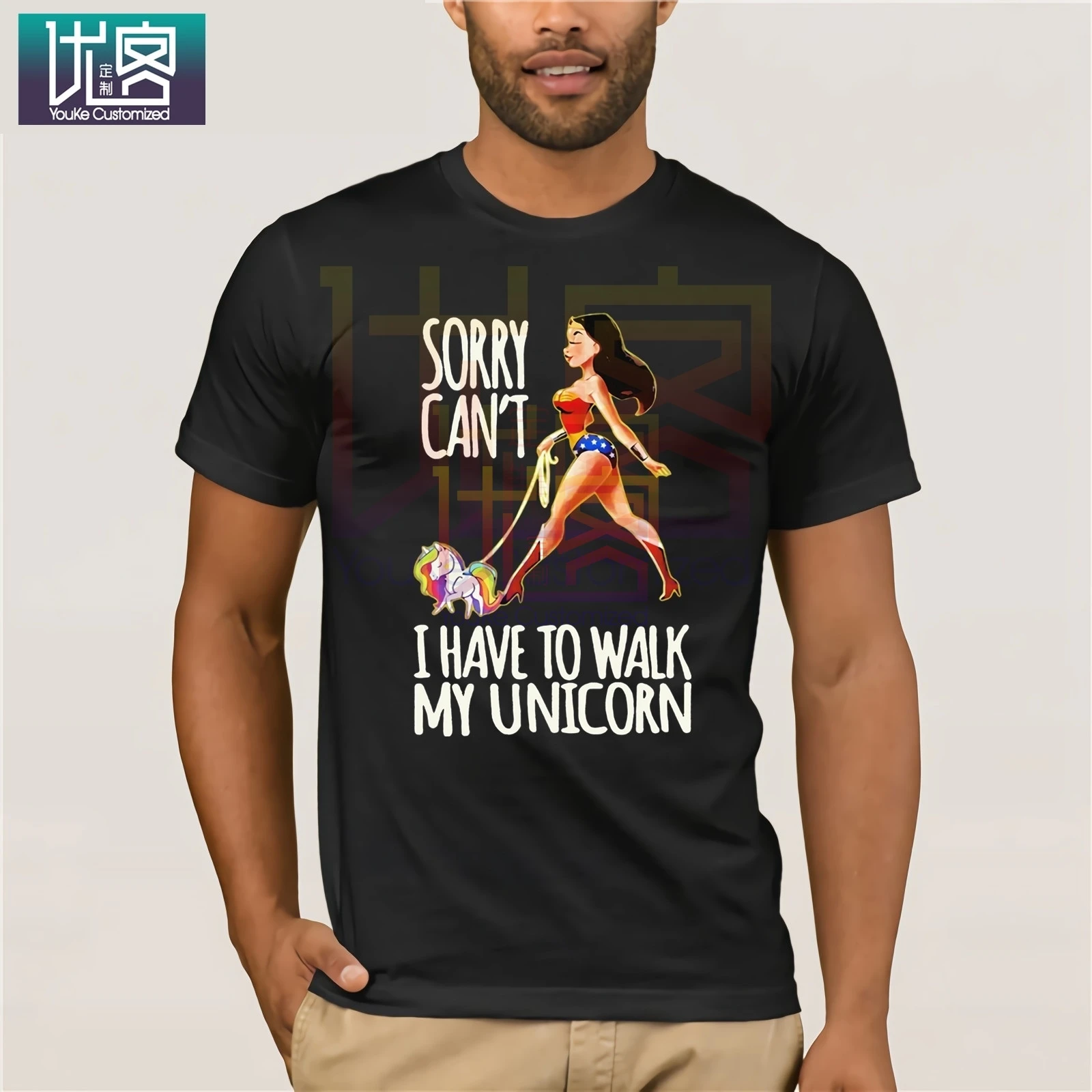 GILDAN Sorry Can't Have to Walk My Unicorn Wonder Woman рубашка или худи футболки топы Homme S 3l хлопковая