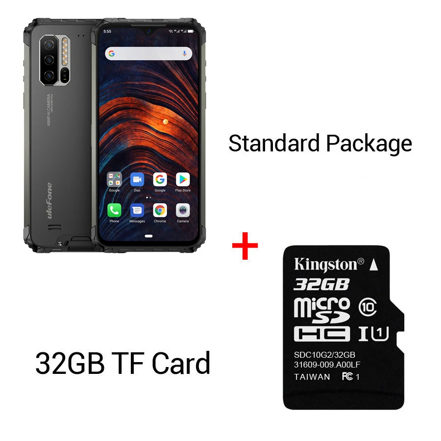 Ulefone Power 7 6,3 ''IP68 прочный Helio P90 Octa Core 8 ГБ+ 128 ГБ Android 9,0 48MP 4G глобальная версия 5 V/3A NFC мобильного телефона - Color: Black N 32GB Card