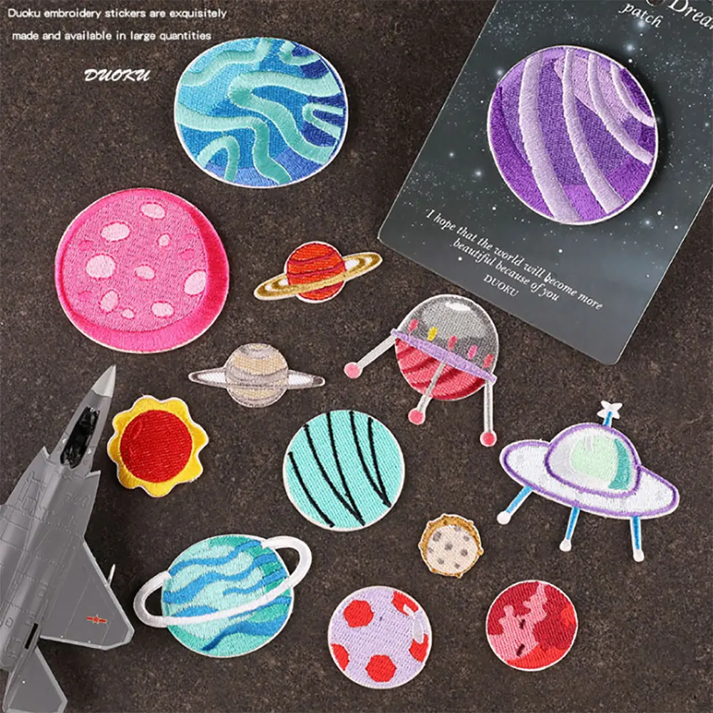 

Rocket Patches Patch on Clothing Iron Sticker Thermo-stickers Clothes Astronaut Embroidery Appliqués Self-adhesive Anime Badges