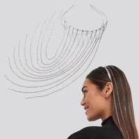 fashion women rhinestone headband charming long tassel hair hoop wedding party hair accessories