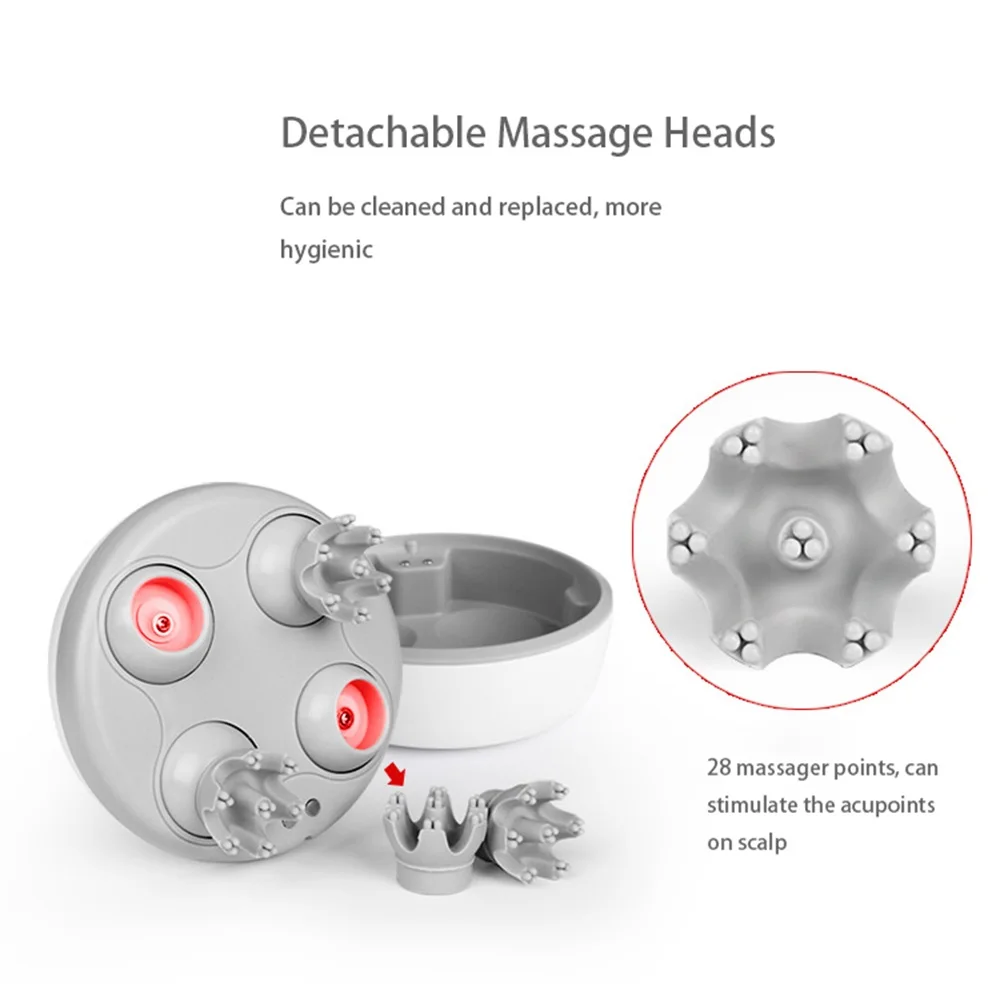 3D Waterproof Electric Head Massager Wireless Scalp Massage Promote Hair Growth Body Deep Tissue Kneading Vibration Roller |
