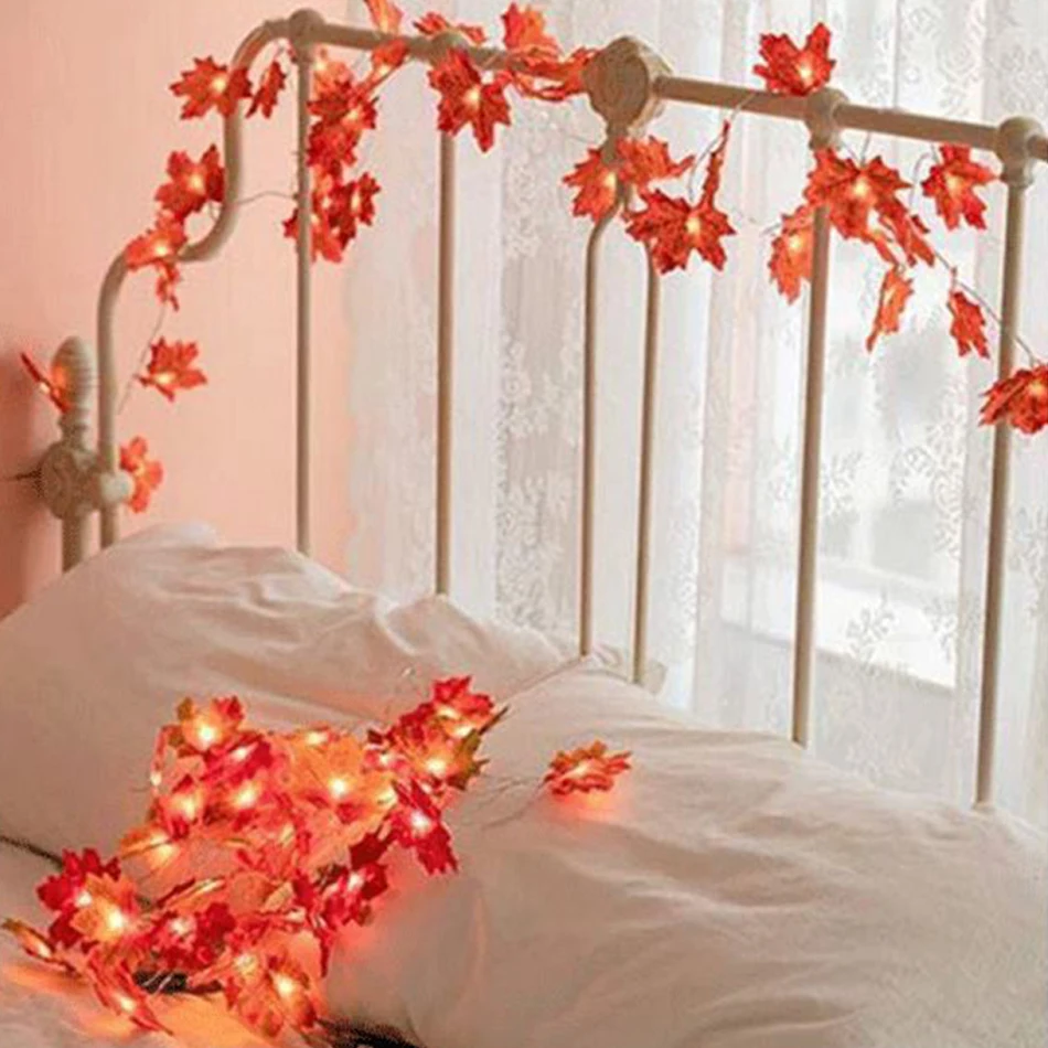 

LED String Lights Maple Leaves Garland Led Fairy Lights for Christmas Decoration Halloween Pumpkin Holiday Party Wedding Xmas