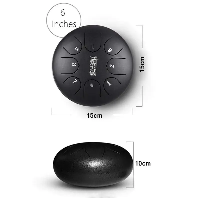 

6 Inch Mini Drum 8 Tone Steel Tongue Drum Percussion Instrument With Drumsticks Can Produce A Clean Ethereal Buddha-Like Sound