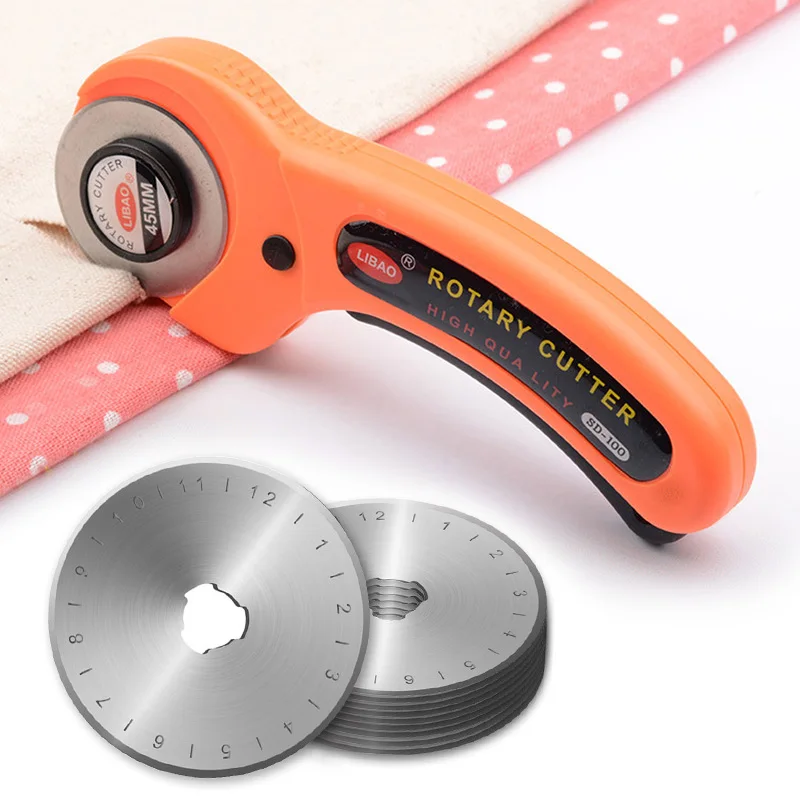 

45mm Contour Rotary Cutter Leather Cutter for Leather Quilting Scissors Sewing Fabrics, Round Cutters and Replacement Blades