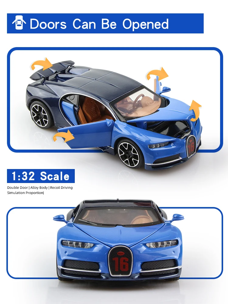 Коллекционная модель миниавто игрушки для детей Bugatti Chiron суперпорты имитация