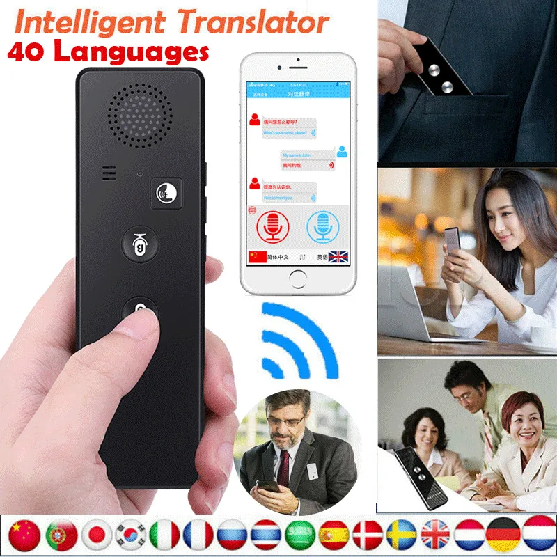Интеллектуальный 40 языковый переводчик Bluetooth в режиме реального времени голоса