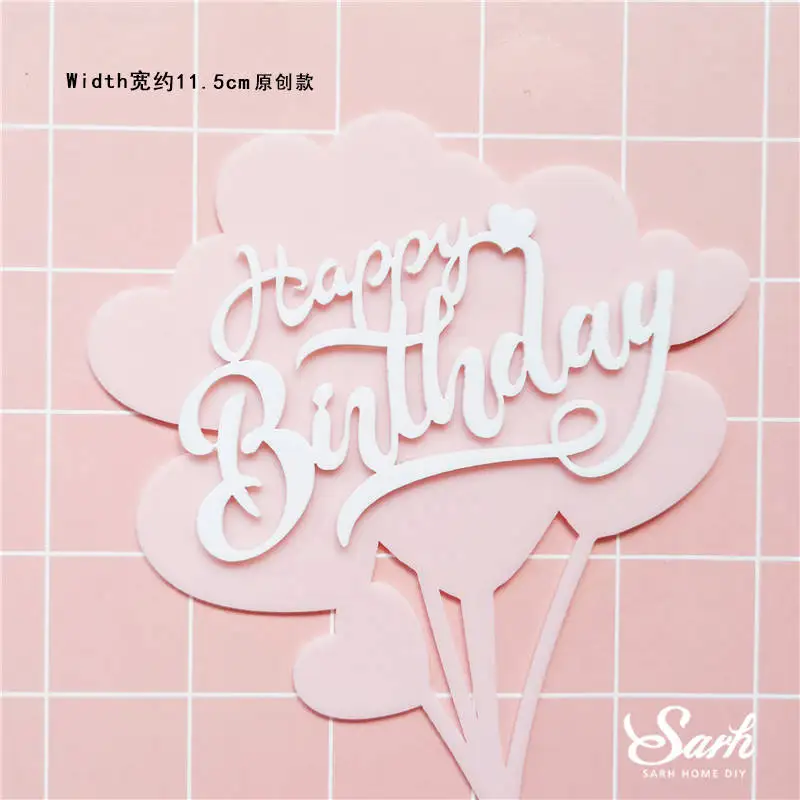 2pc pink birthday B Кролик пара кролик с днем рождения украшения Сердце Дерево розовый торт Топпер для свадебной вечеринки малыш день Святого Валентина юбилей Любовь Подарки - Цвет: 2pc pink birthday B