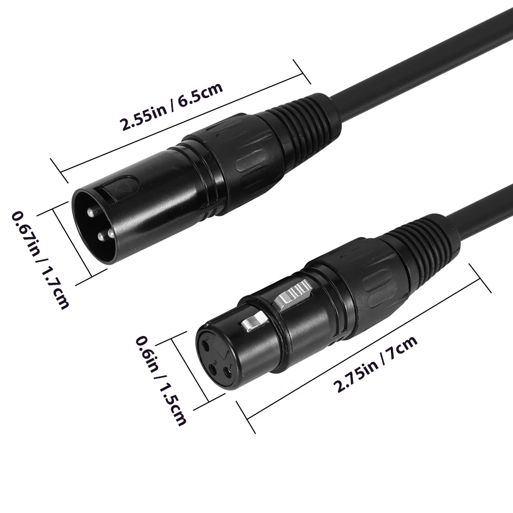 ammoon 1M/2M 4/8PCS XLR Cable DMX Stage Light 3-Pin Male to Female Plug Black PVC Jack for Microphone Mixer | Спорт и развлечения