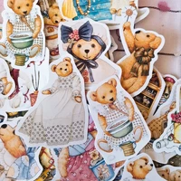 40pcspack cute bear dress stickers junk journal planner stickers scrapbooking decorative sticker diy craft photo albums