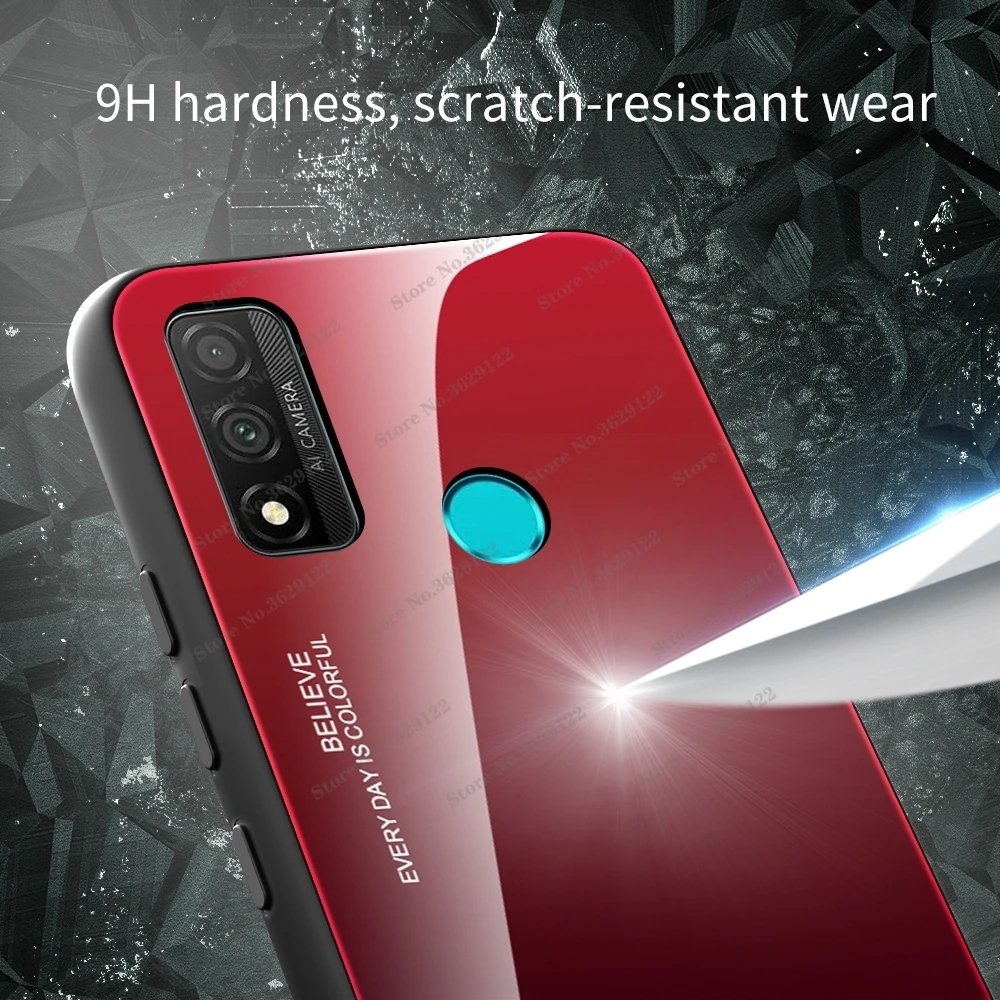Luxury Tempered Glass Case For Huawei P Smart Plus Colorful Back Cover For Huawei P30 P20 Pro Lite P50 Pro P40 Lite E Phone Case