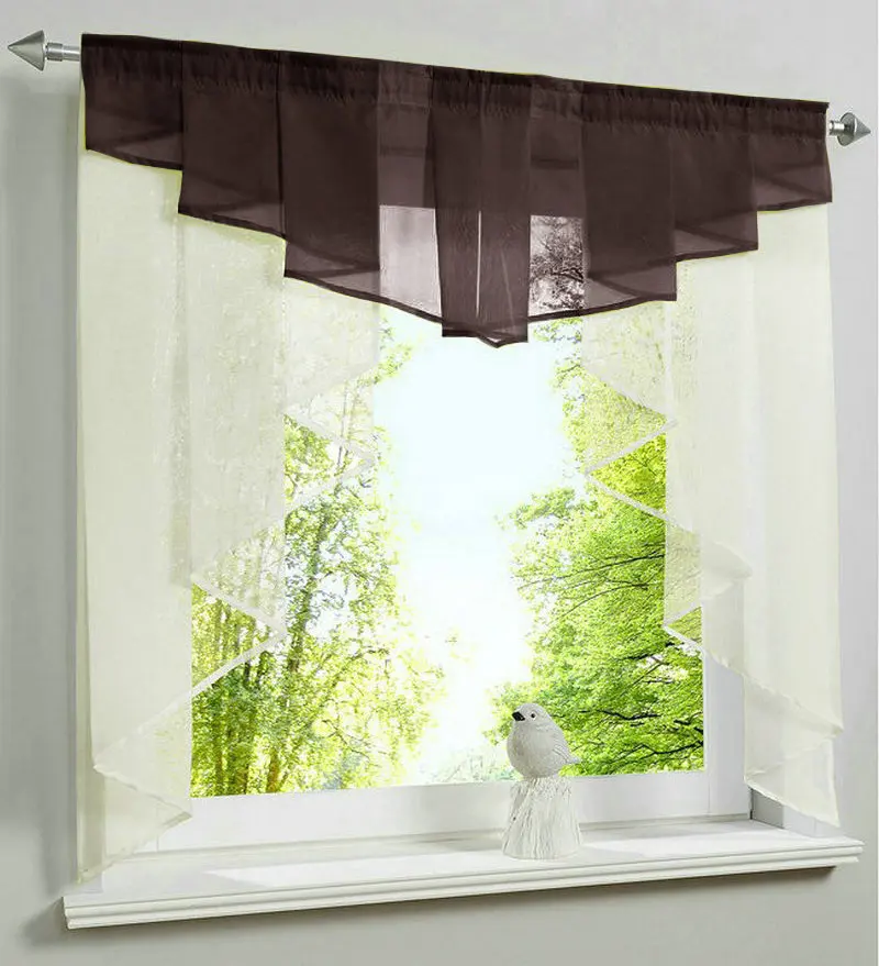 Плиссированный балдахин с вышивкой бежевый цвет основной тюль балкон кухня