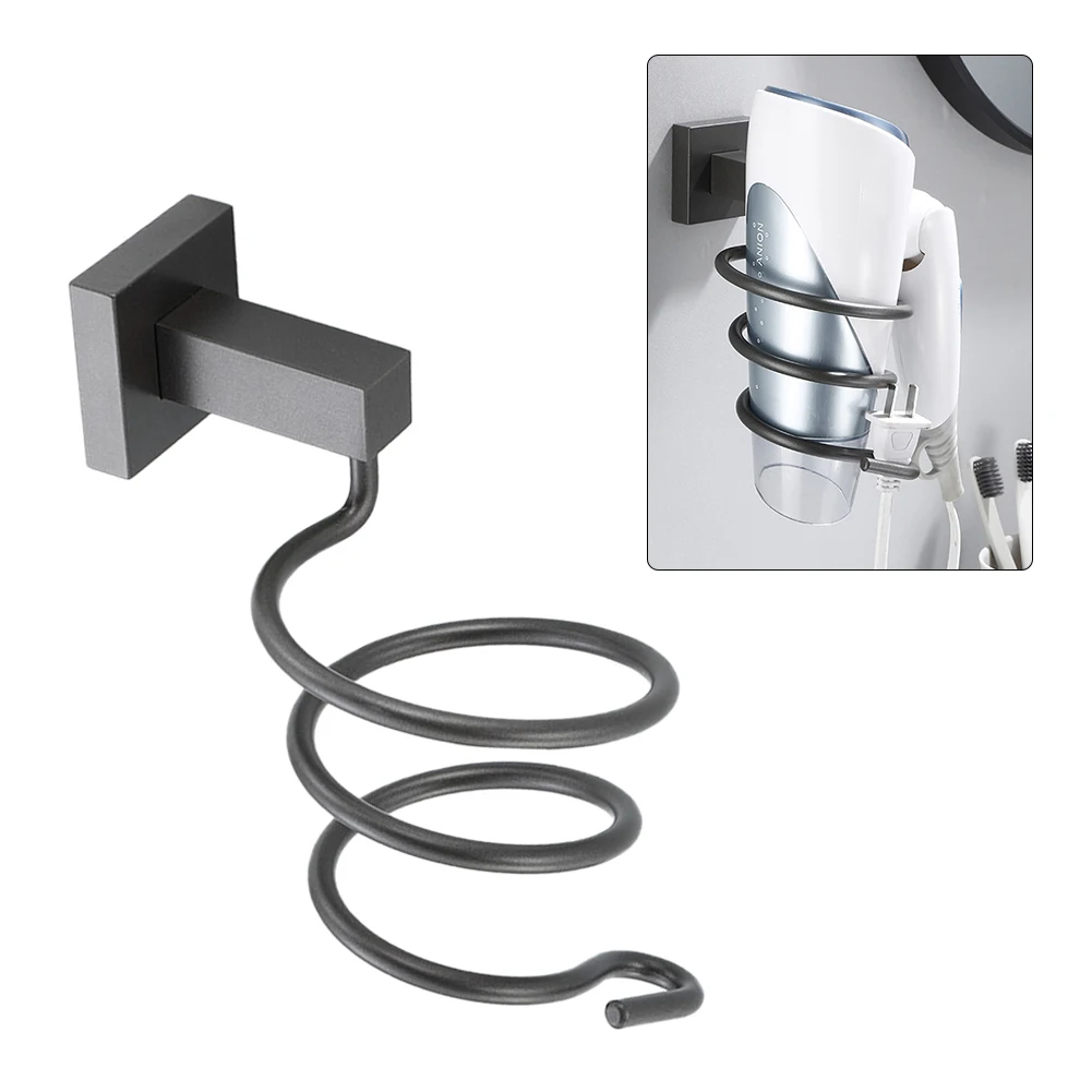 

Hair Dryer Holder Stand Storage For Bathroom Tools Barbershop Salon Space Aluminum Spiral Organizer Accessories Wall Mounted