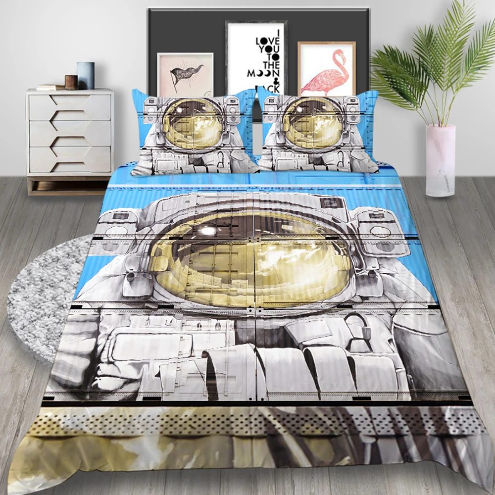 Комплект постельного белья с астронавтом классический модный пазлами