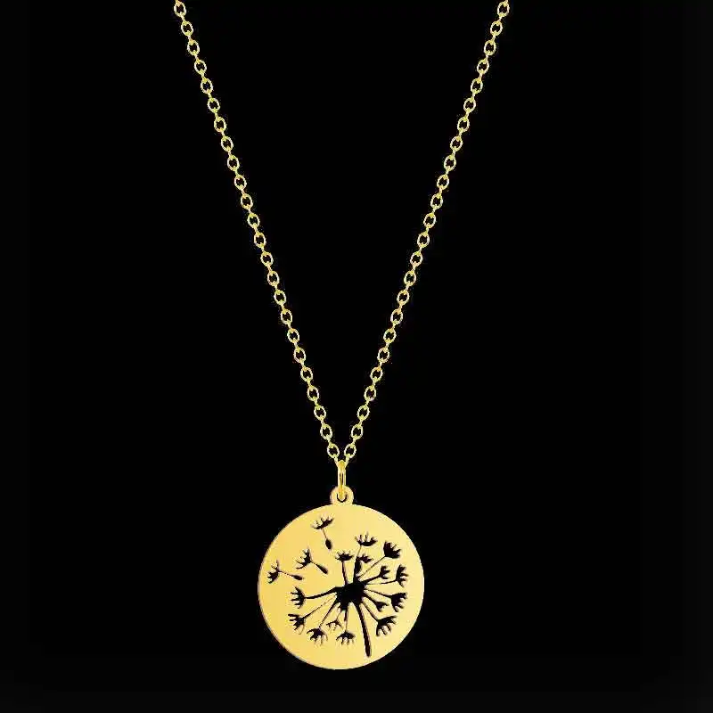 

Stainless Steel Dandelion Pendant Necklaces Bohemia Clavicle Chain Plant Choker Natural Collar Fashion Jewelry Accessories Gifts