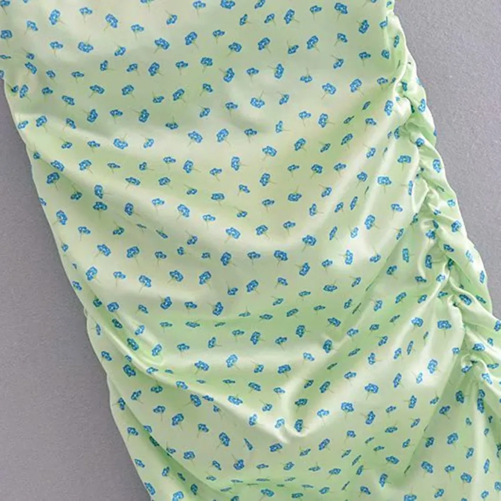 

2021 ZA summer new fashion split pleated silk textured suspender dress RA 2587/055 2587055