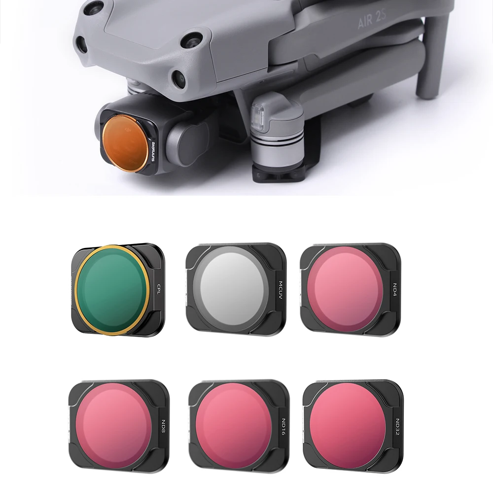 

Drone Filter For DJI Mavic Air 2S Set UV/CPL/ND/PL/8/15/32/64/1000 Neutral Density Polar Adjustable 2-5/6-9 6pcs Kit Accessories