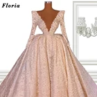 Платье принцессы мусульманское бальное платье, свадебные платья, платья ручной работы кружева вышитые бисером платья невесты Дубай официальные свадебные платья 2021 Vestido De Noiva