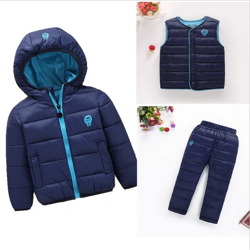 Детская верхняя одежда из 3 предметов пуховик для мальчиков и девочек новогодние