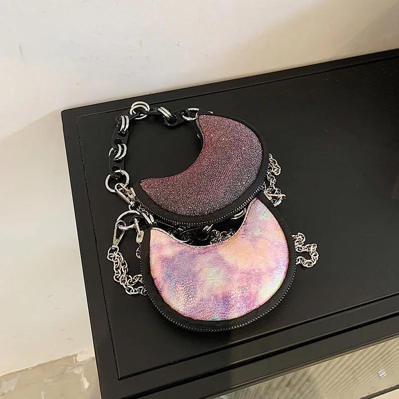Mini Half-Moon Design Pu Leather Crossbody Shoulder Bags for Beautiful Women 2021 Fashion Ladies Chain Brand Handbags and Purse