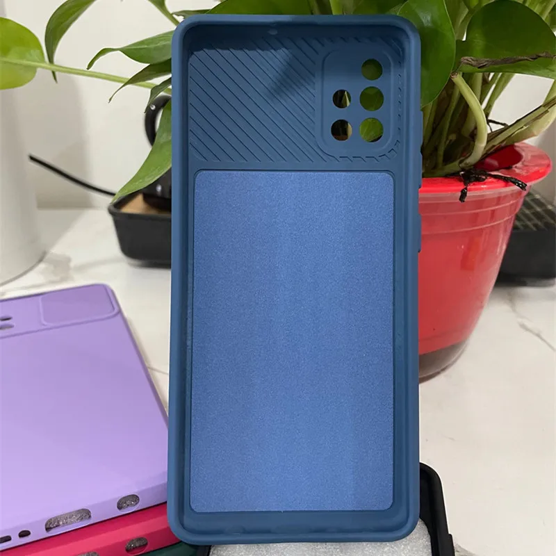 Camera lens Liquid silicone sliding Case For Samsung A51 A31 A71 A32 A52 A72 A12 A21 A21S A41 A02 S20 FE S21 S30 Protection Case