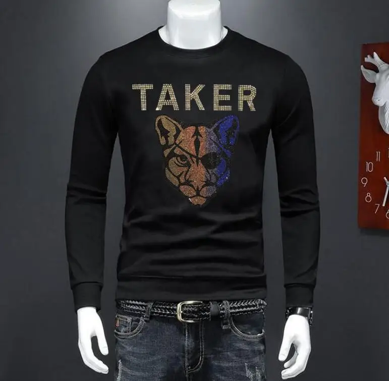 

Мужская толстовка со стразами и камнями, большой размер 4XL, Зимняя Теплая мужская Толстовка