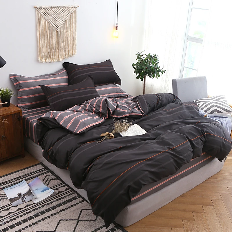 Постельное белье 2020 Современные Простые полосатые комплекты постельного белья