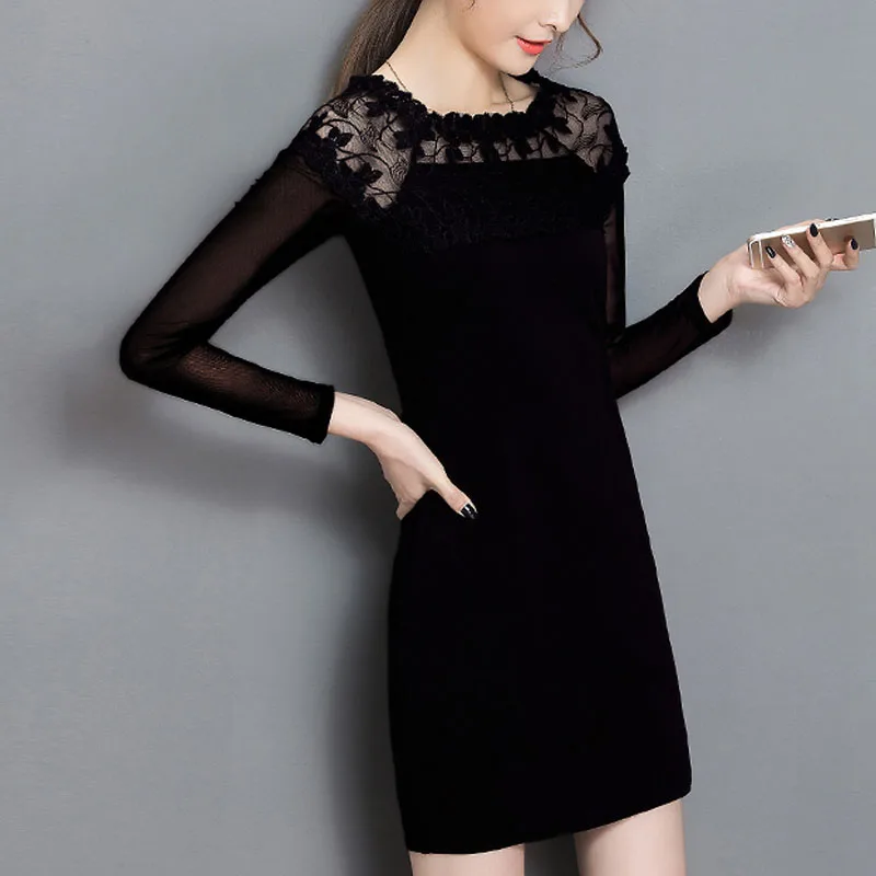 Женское винтажное платье с длинным рукавом облегающее кружевное размера плюс