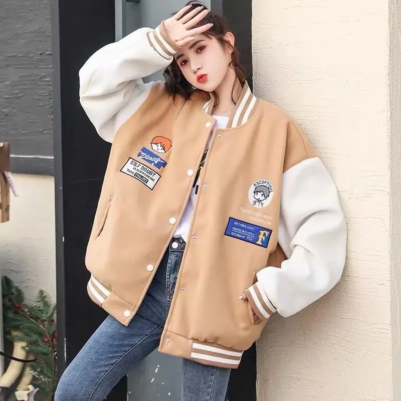 Женская куртка в стиле хип-хоп модная уличная одежда бейсбольная форма пальто