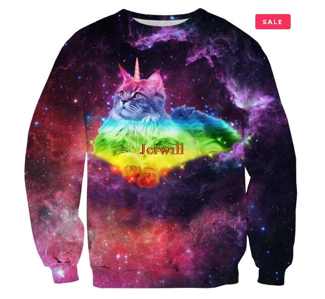 

Magical Space Cat Crewneck Sweashirt Vibrant Jumper Women Men Unisex Fashion Clothing Hoodies