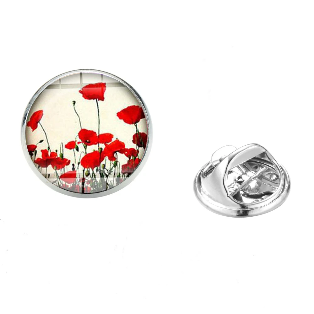 SIAN Vintage Red Flower Charm Brooch Pin Field of Flowers Stainless Steel Silver Plated Crystal Backpack Shirt Badge Women | Украшения и